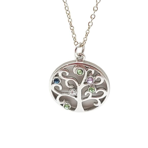 Onecklace Sterling Silver .925 Family Tree Multi-Color Real Birthstones Necklace - Picture 2 of 5
